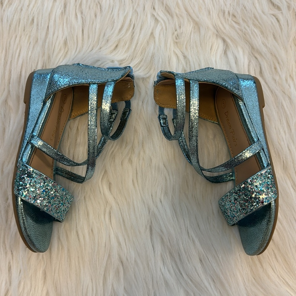 Girls Sandals Ankle Strap Low Wedge Sandals With Zipper Toddler Kid size 9 - Picture 7 of 9